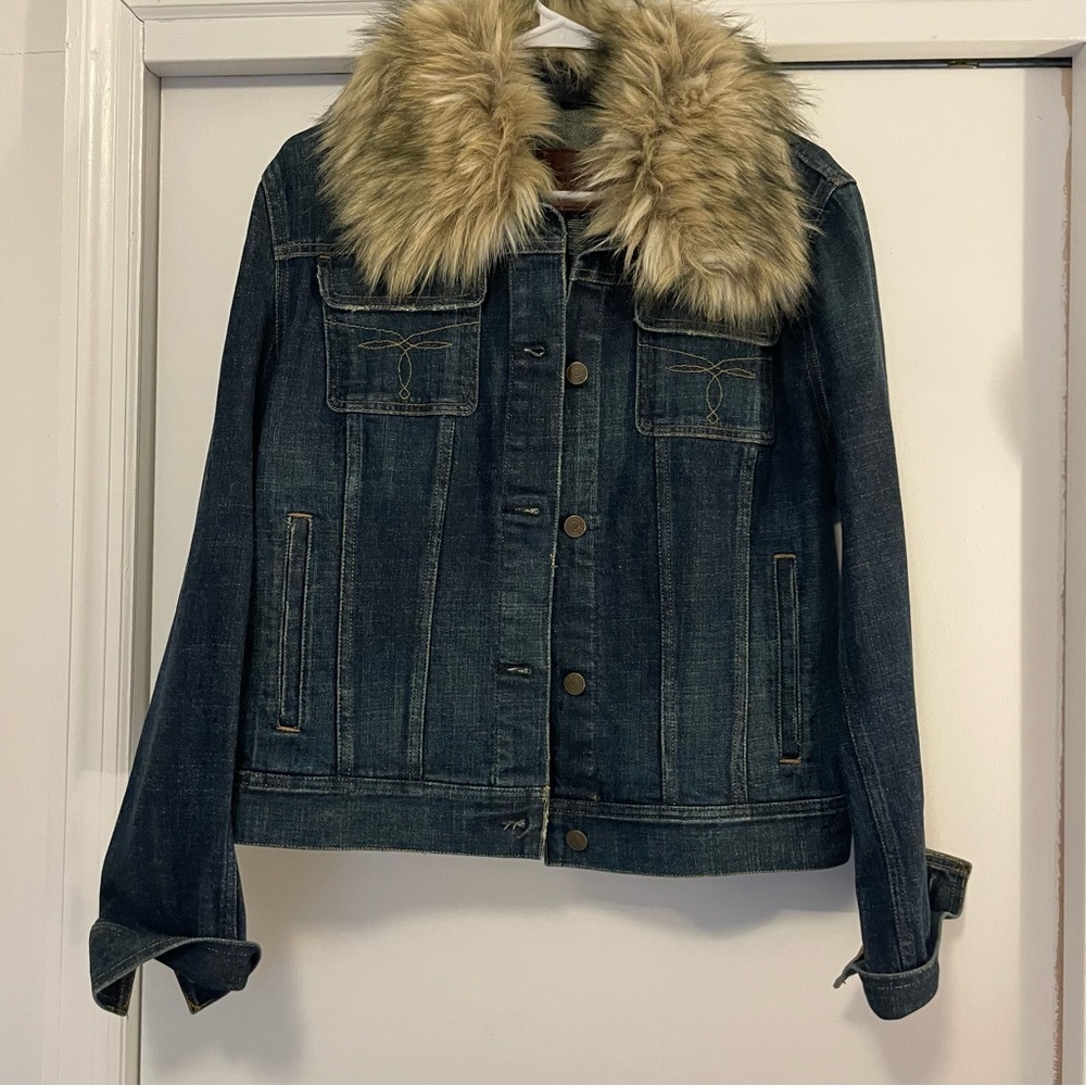 Denim Jacket with Fur